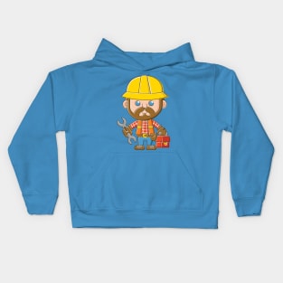 Cute Cartoon Builder with Spanner Kids Hoodie